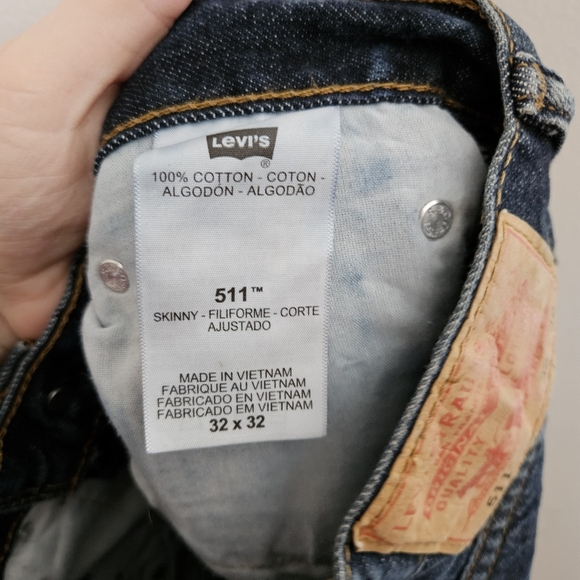 Levi's Jeans Pants Denim Dark Wash 511 Skinny 32 x 32 Casual Classic Neutral - Picture 10 of 11